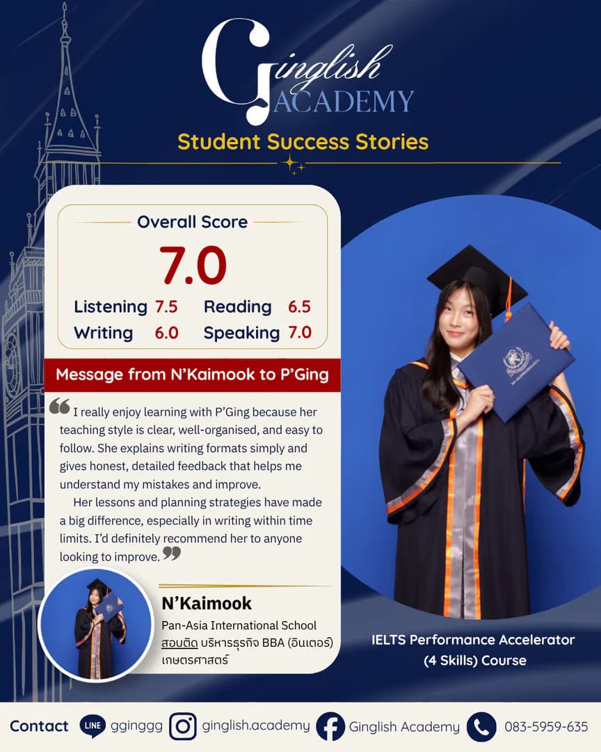 รีวิวผลลัพธ์ผู้เรียน IELTS โดย ครูกิ่ง