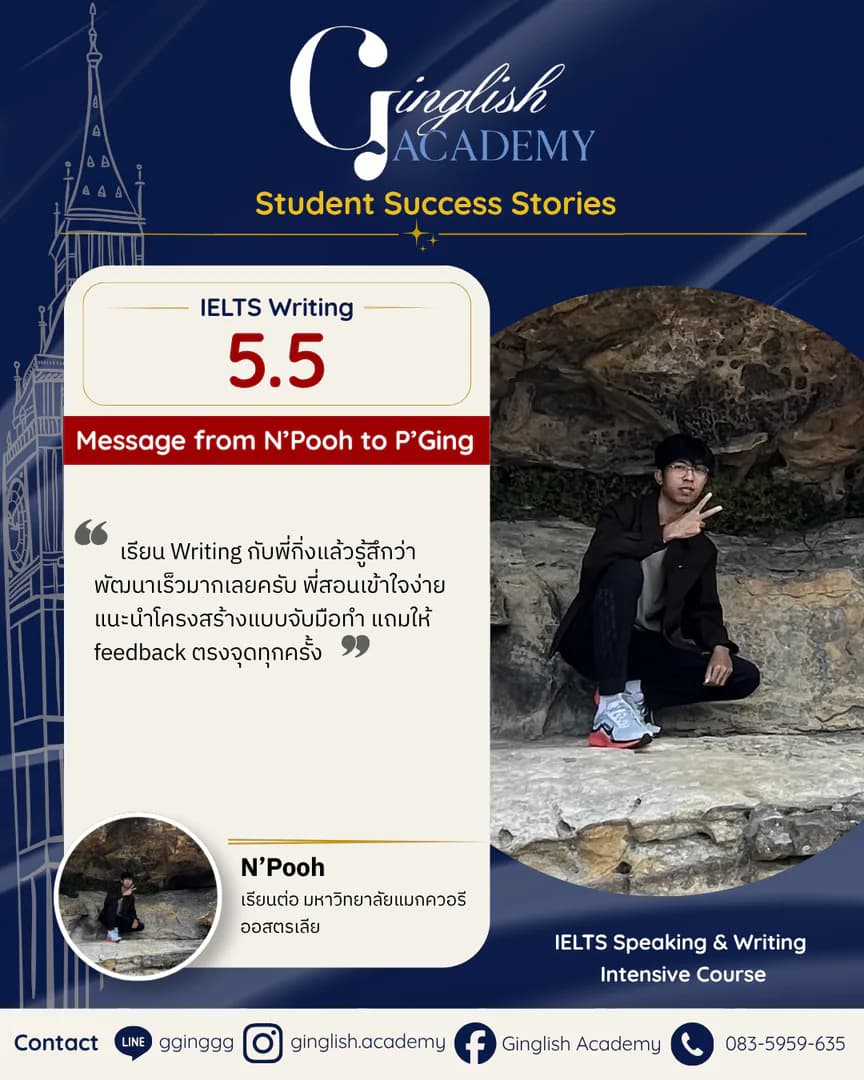 รีวิวผลลัพธ์ผู้เรียน IELTS โดย ครูกิ่ง