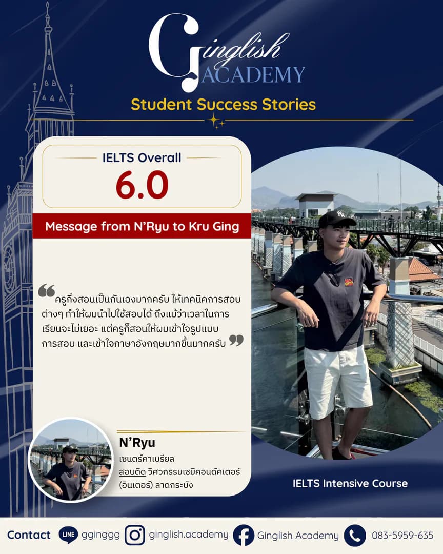 รีวิวผลลัพธ์ผู้เรียน IELTS โดย ครูกิ่ง