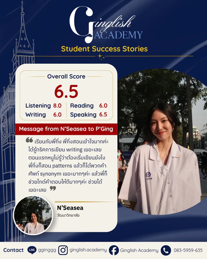 รีวิวผลลัพธ์ผู้เรียน IELTS โดย ครูกิ่ง
