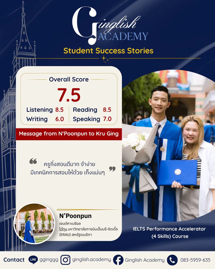รีวิวผลลัพธ์ผู้เรียน IELTS โดย ครูกิ่ง